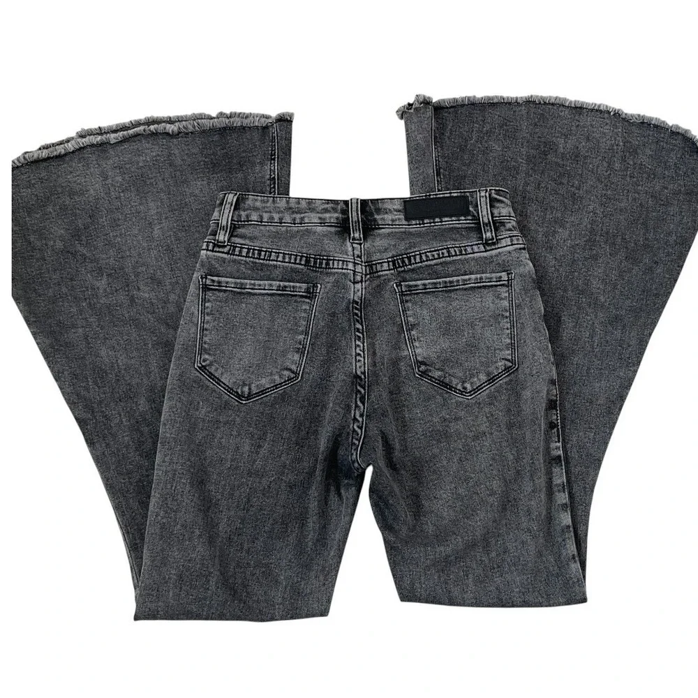 Rock & Roll Denim Bell Bottom Jeans Womens 26 Black Excellent High Rise Flare - Picture 9 of 15
